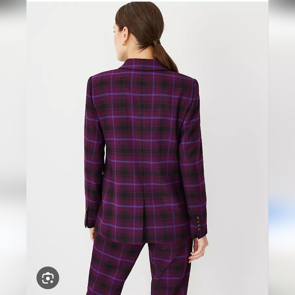Anne Klein Purple Plaid Cropped Pantsuit - Picture 10 of 15